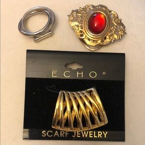 Trio of Vintage Scarf Jewelry